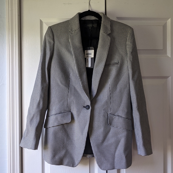 Rag & Bone Houndstooth Women's Andre Blazer size 6 in Black and White NWT - Picture 2 of 9